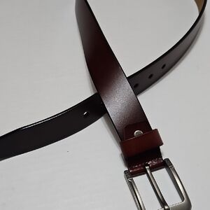 Men's Burgundy Brown Leather Wide Belt Size M